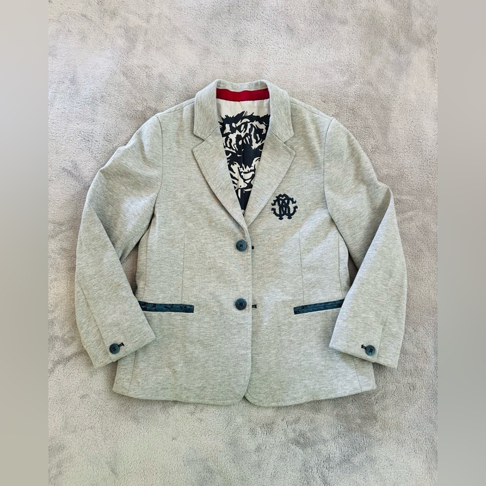Roberto Cavalli Kids Light Gray Blazer with Navy Accents